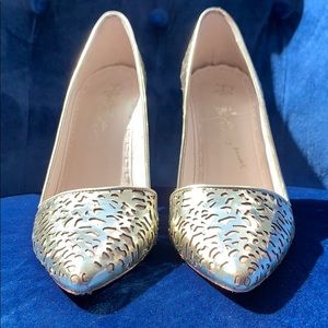 Alice + Olivia Gold Pumps